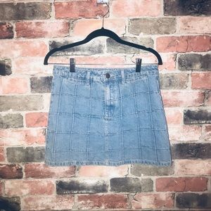 Checkered Jean Skirt